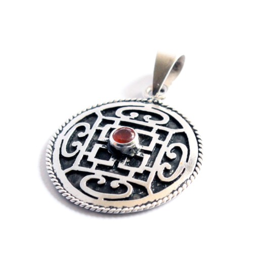 Nepalese handmade silver Mandala jali pendant