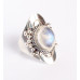 Nepalese handmade silver ring  side half moon with ball