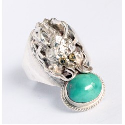 Ring plate dragon head w/stone