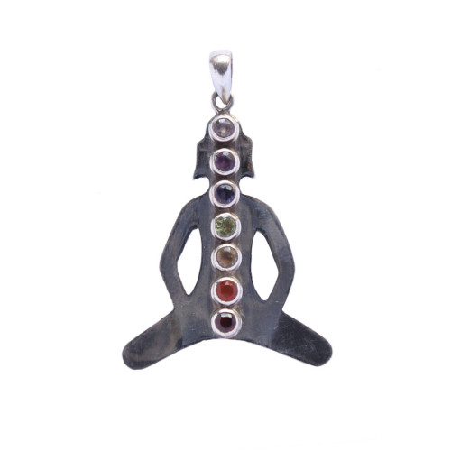 Small buddha chakra stone pendant