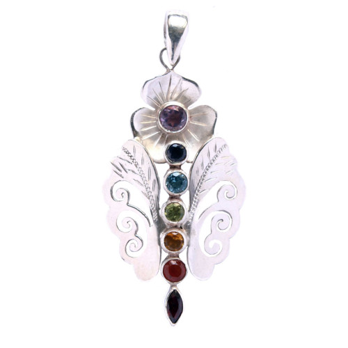 Chakra stone  butterfly design pendant
