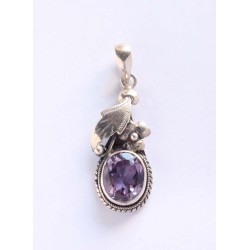 Pendant flower moon leaf w/stone